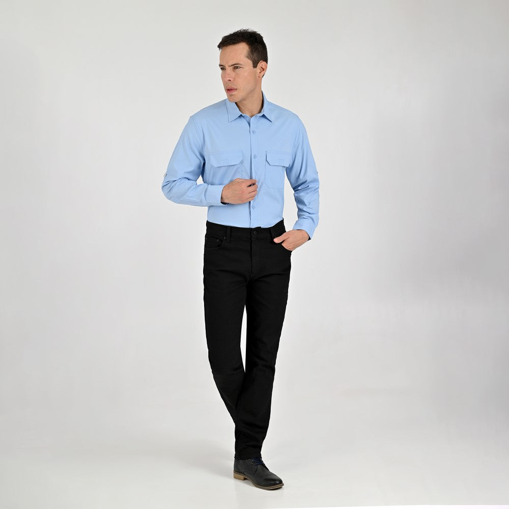 Camisa Pesquera Para Caballero Manga Larga Regular Fit 5536 Azul