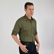 Camisa Pesquera Para Caballero Manga Larga Regular Fit 5536 Verde Militar