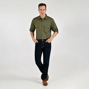Camisa Pesquera Para Caballero Manga Larga Regular Fit 5536 Verde Militar