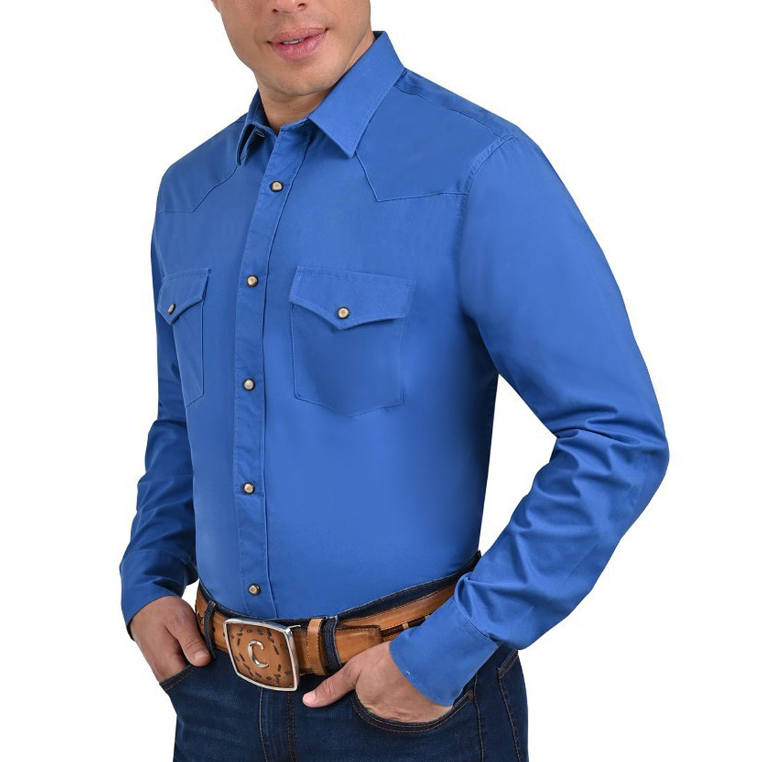 Camisa Vaquera Yale Regular Fit VQ05 Gris Azul Rey