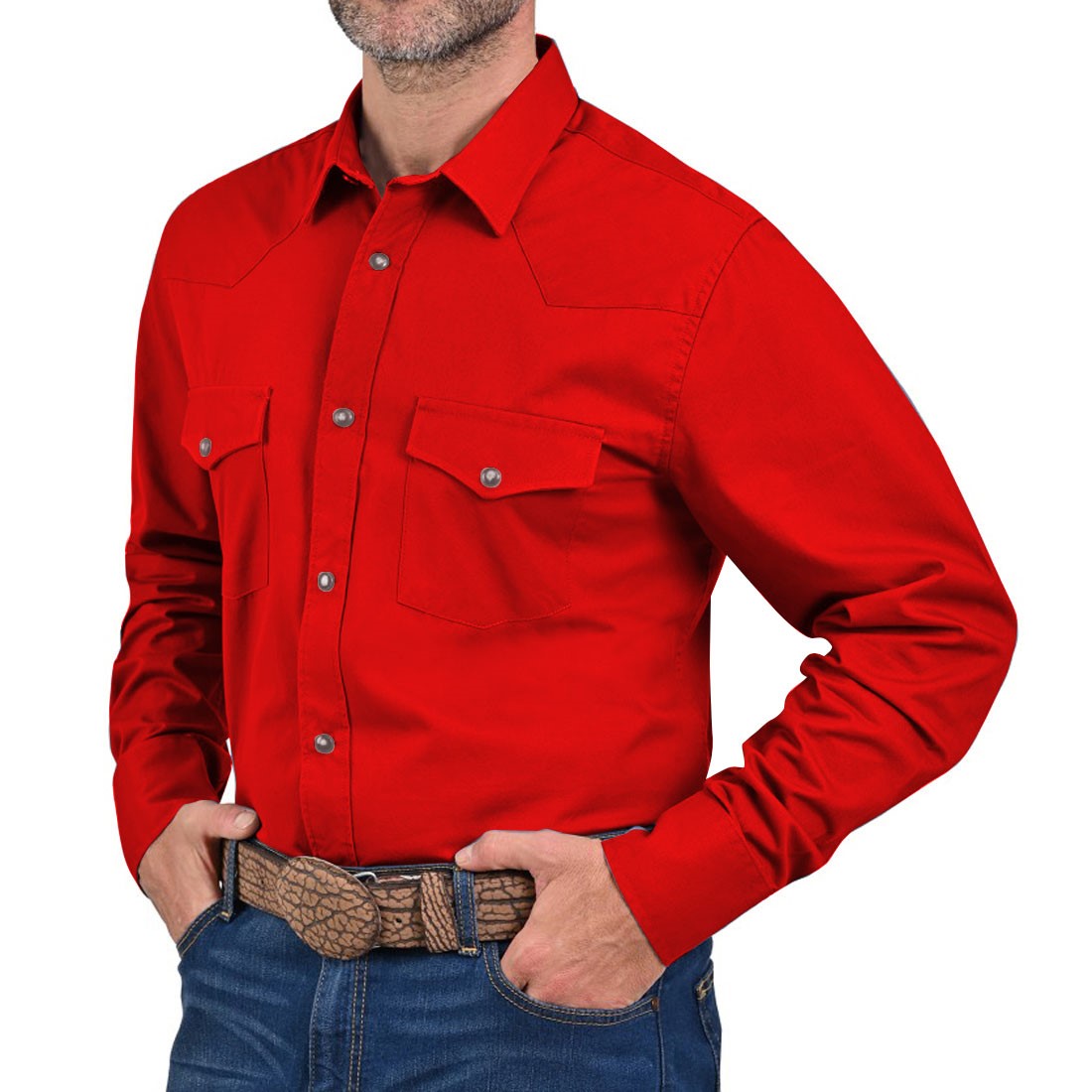 Camisa Vaquera Yale Regular Fit VQ05 Gris Rojo Sangre