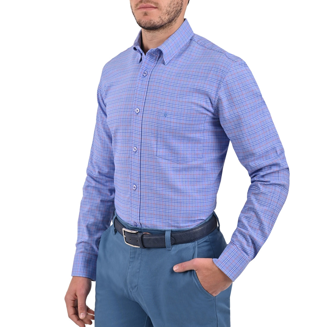 Camisa Yale Manga Larga Slim Fit 2269 Azul Plumbago