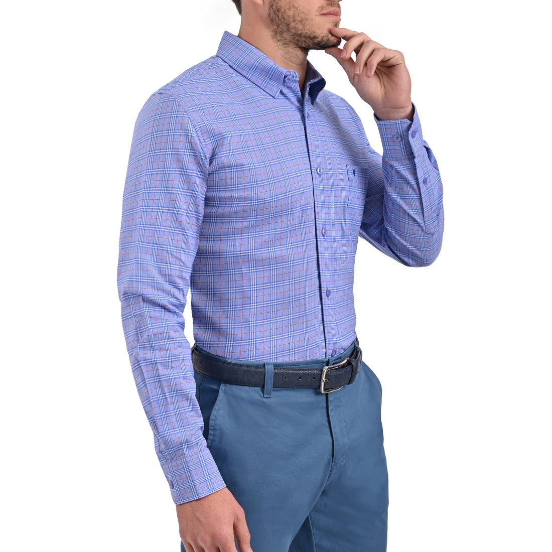 Camisa Yale Manga Larga Slim Fit 2269 Azul Plumbago