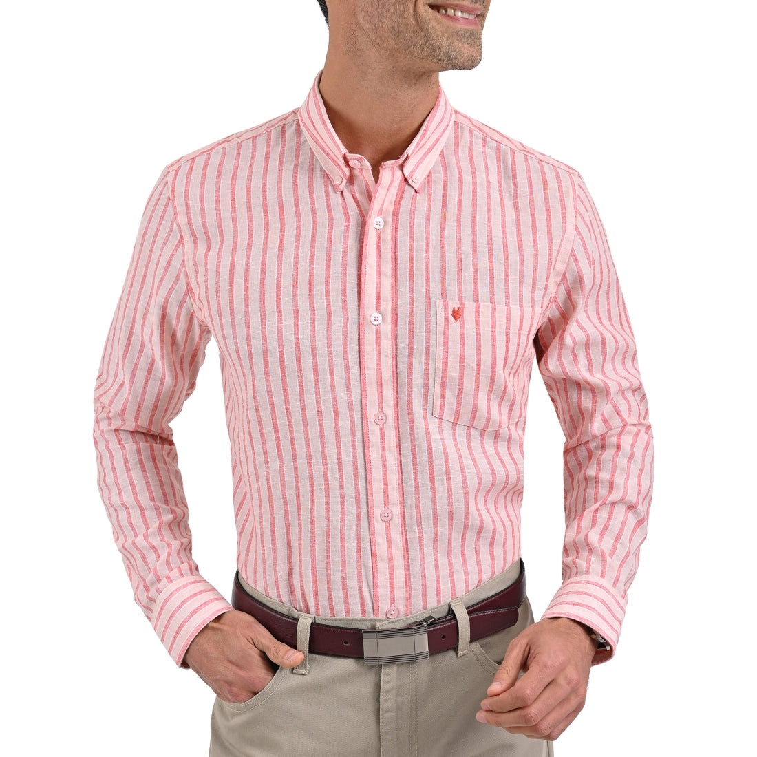 Camisa Yale Manga Larga Slim Fit 2158 Melón