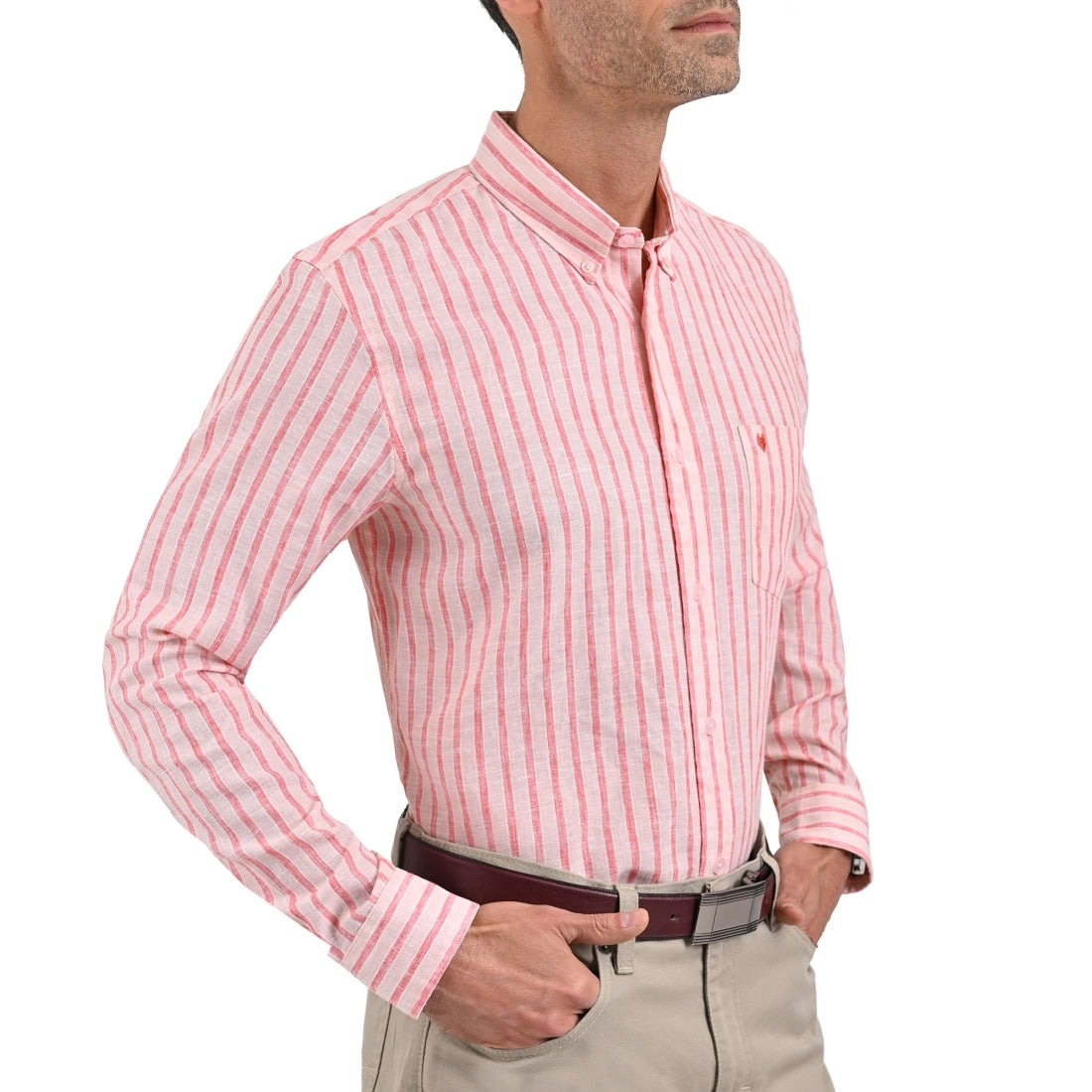 Camisa Yale Manga Larga Slim Fit 2158 Melón