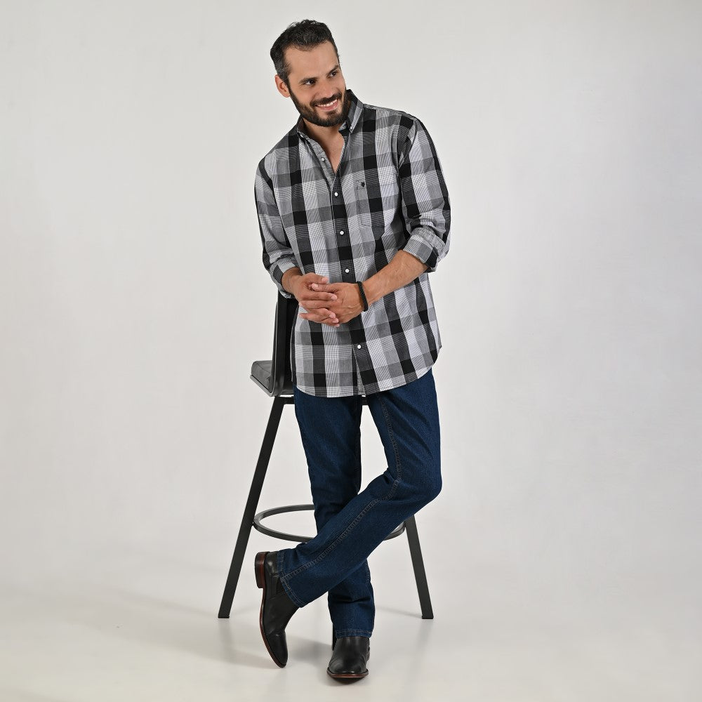 Camisa casual Yale Regular Fit Manga larga 7750 Negro