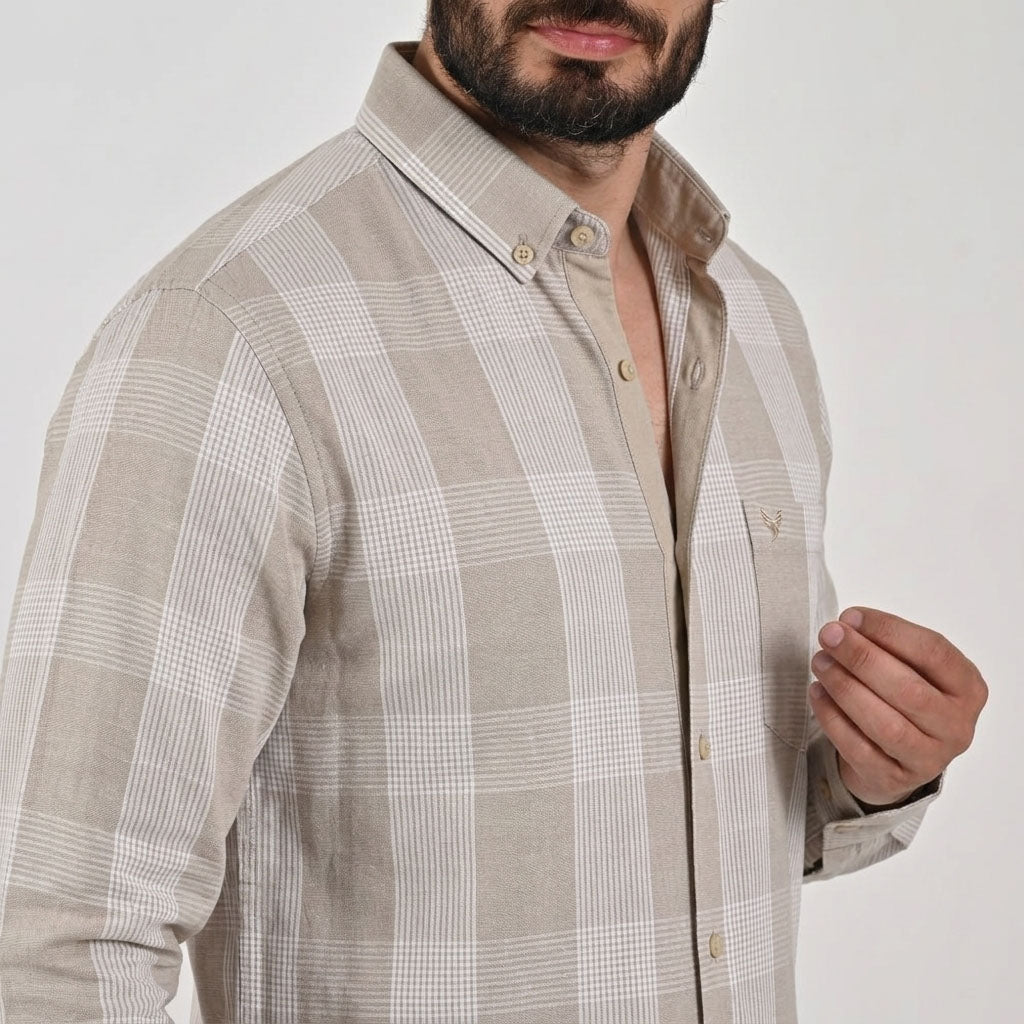 Camisa casual Yale Regular Fit Manga larga 7750 Beige