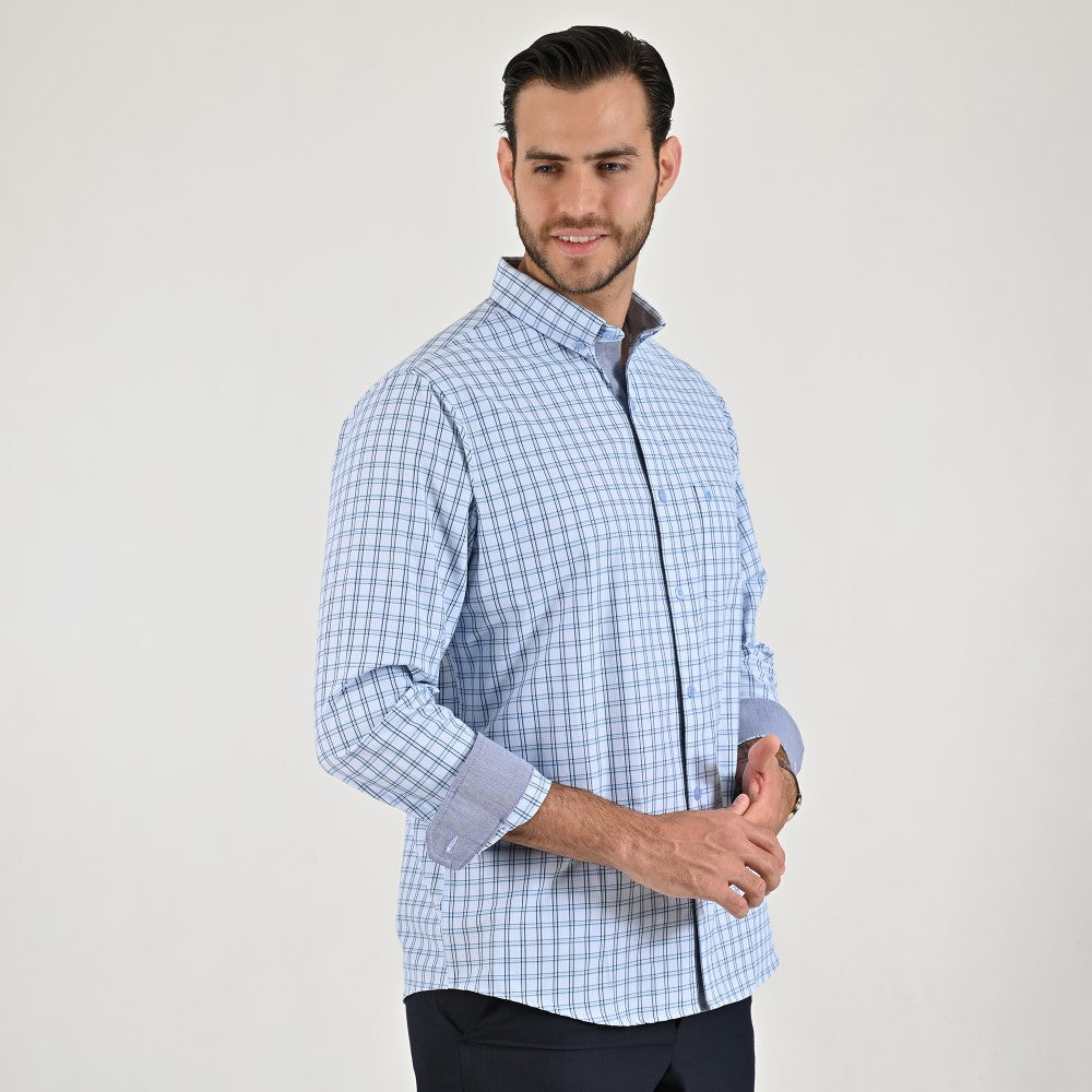 Camisa casual Yale Regular Fit Manga larga 7780 Azul