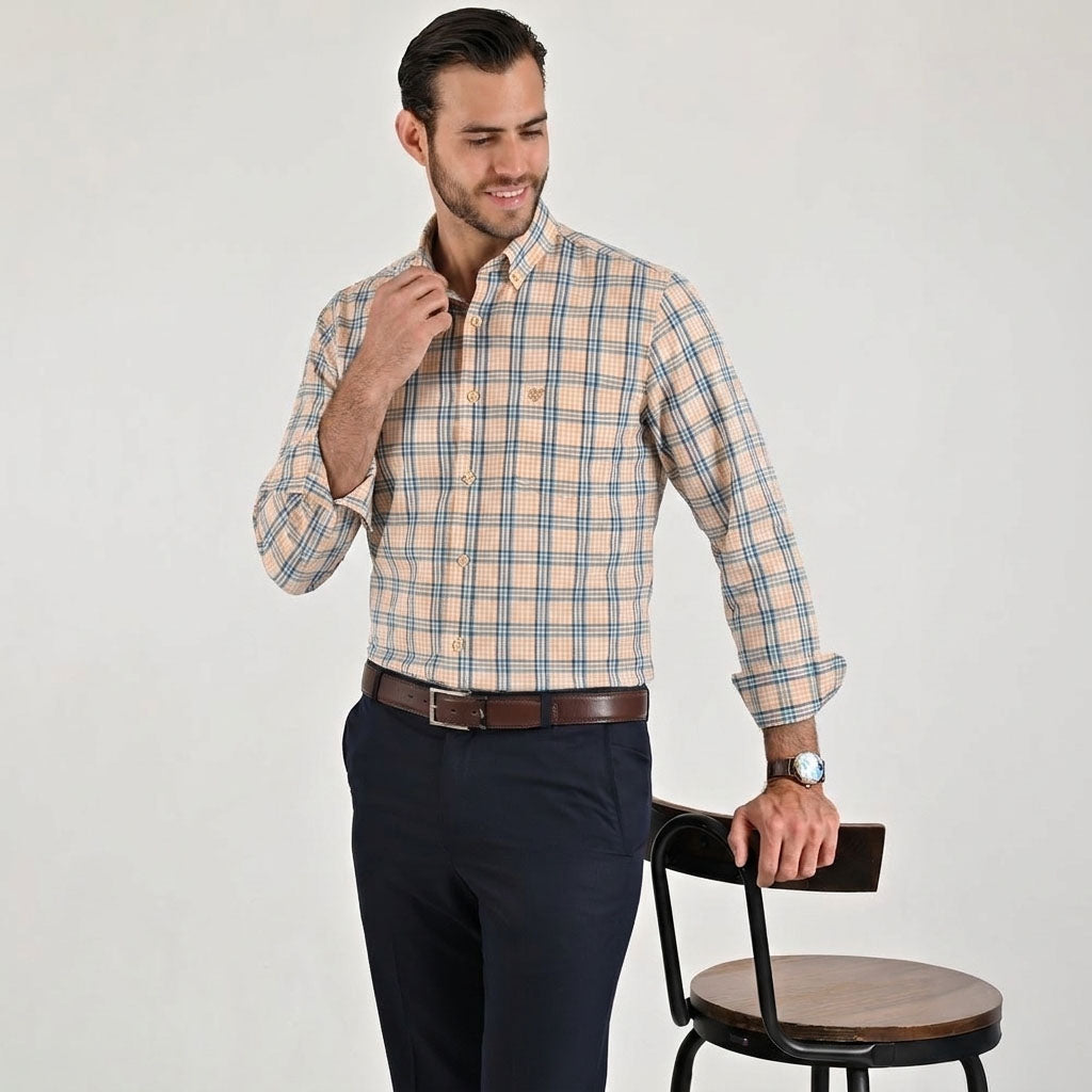 Camisa casual Yale Regular Fit Manga larga 7780 Coral