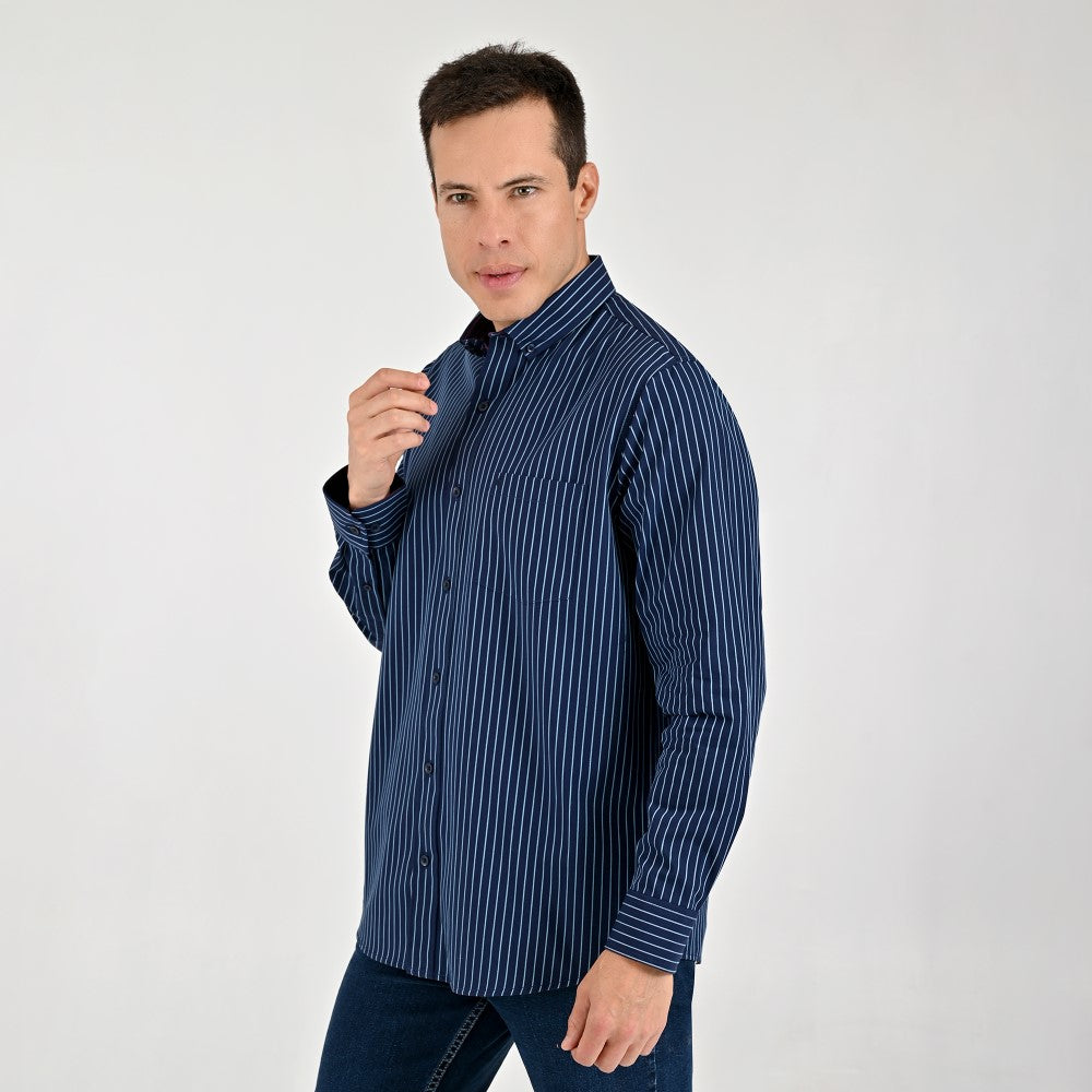 Camisa Yale Para Caballero Manga Larga Regular Fit 8042 Azul Marino
