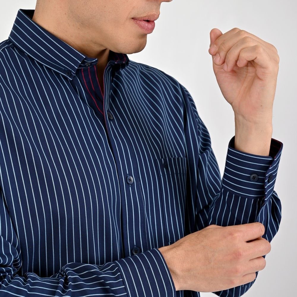 Camisa Yale Para Caballero Manga Larga Regular Fit 8042 Azul Marino