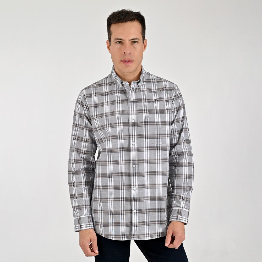 Camisa Yale Para Caballero Manga Larga Regular Fit 8196 Gris Medio