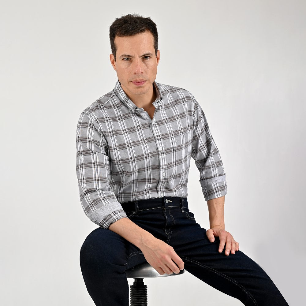 Camisa Yale Para Caballero Manga Larga Regular Fit 8196 Azul Marino