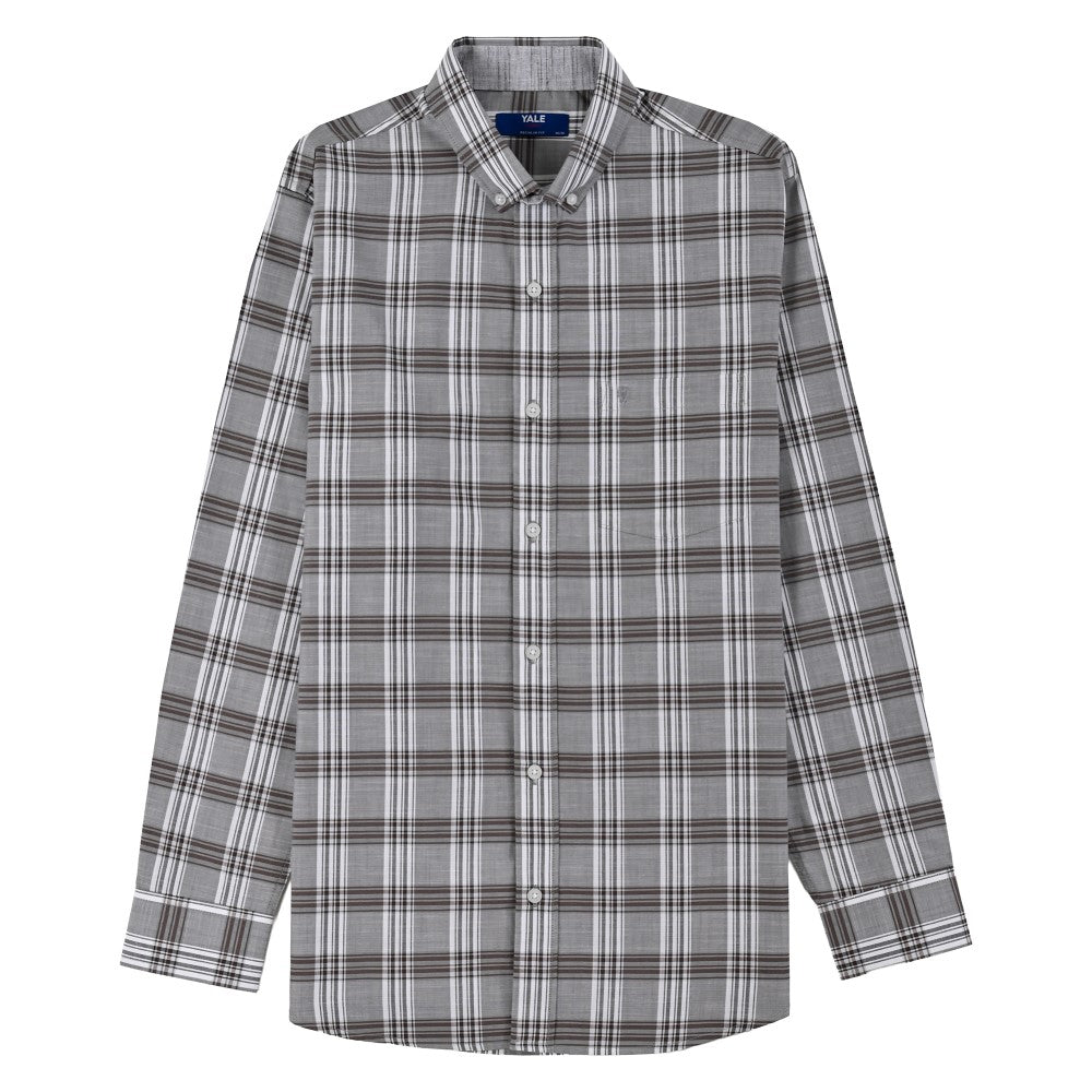 Camisa Yale Para Caballero Manga Larga Regular Fit 8196 Gris Medio