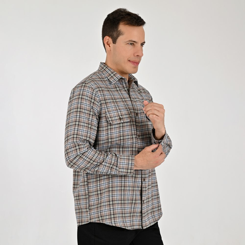 Camisa Yale Para Caballero Manga Larga Regular Fit 8199 Avellana