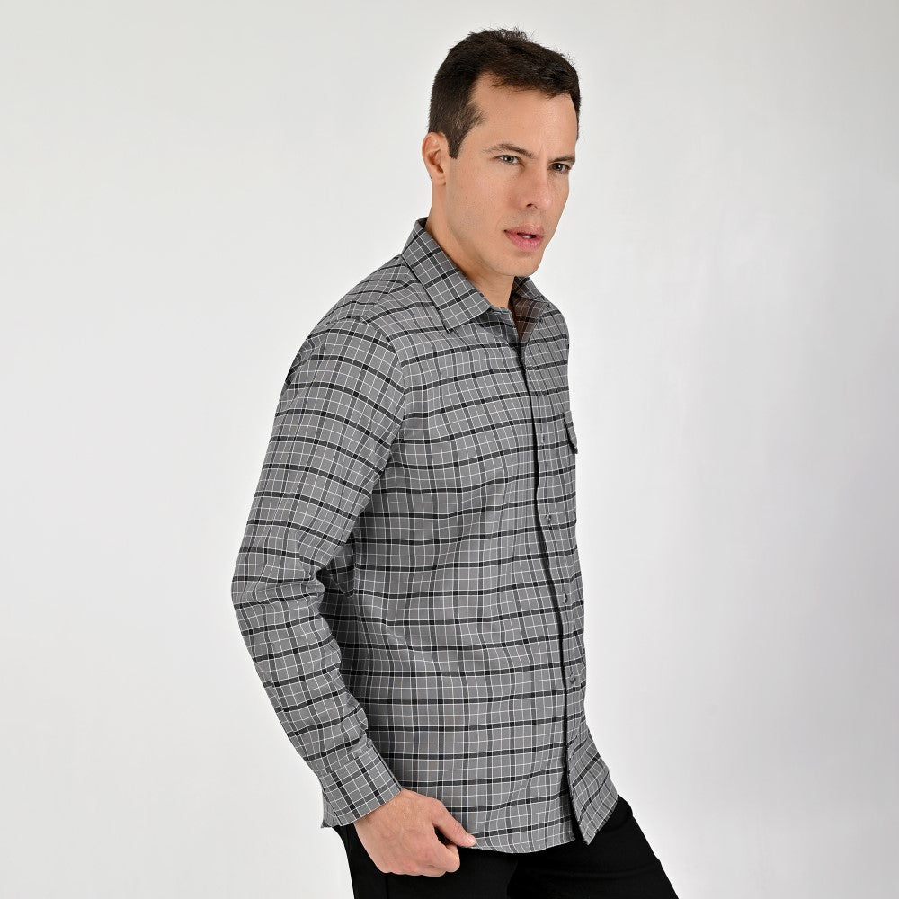Camisa Yale Para Caballero Manga Larga Regular Fit 7912 Gris Oxford