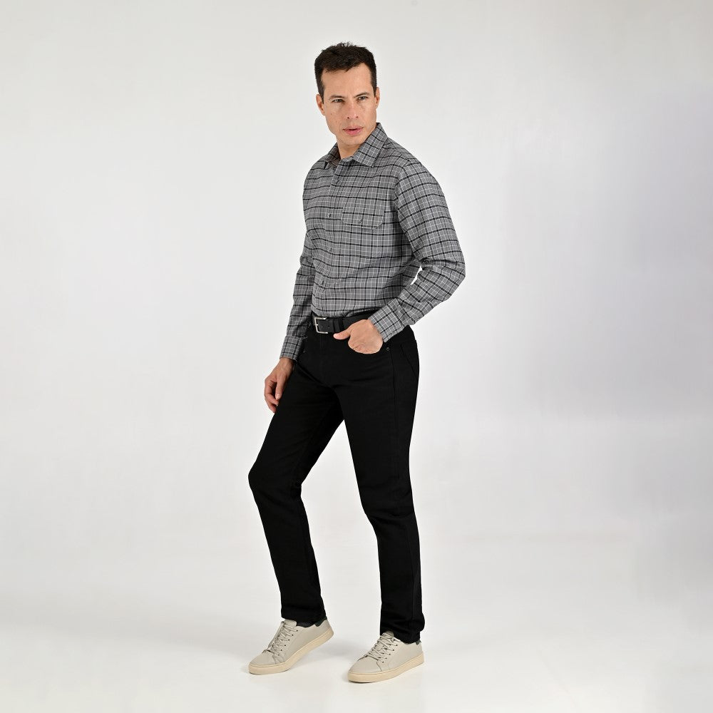 Camisa Yale Para Caballero Manga Larga Regular Fit 7912 Gris Oxford