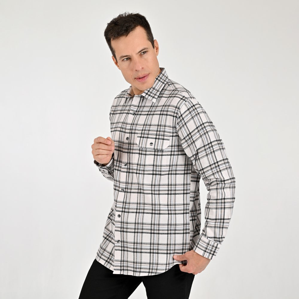 Camisa Yale Para Caballero Manga Larga Regular Fit 8039 Beige