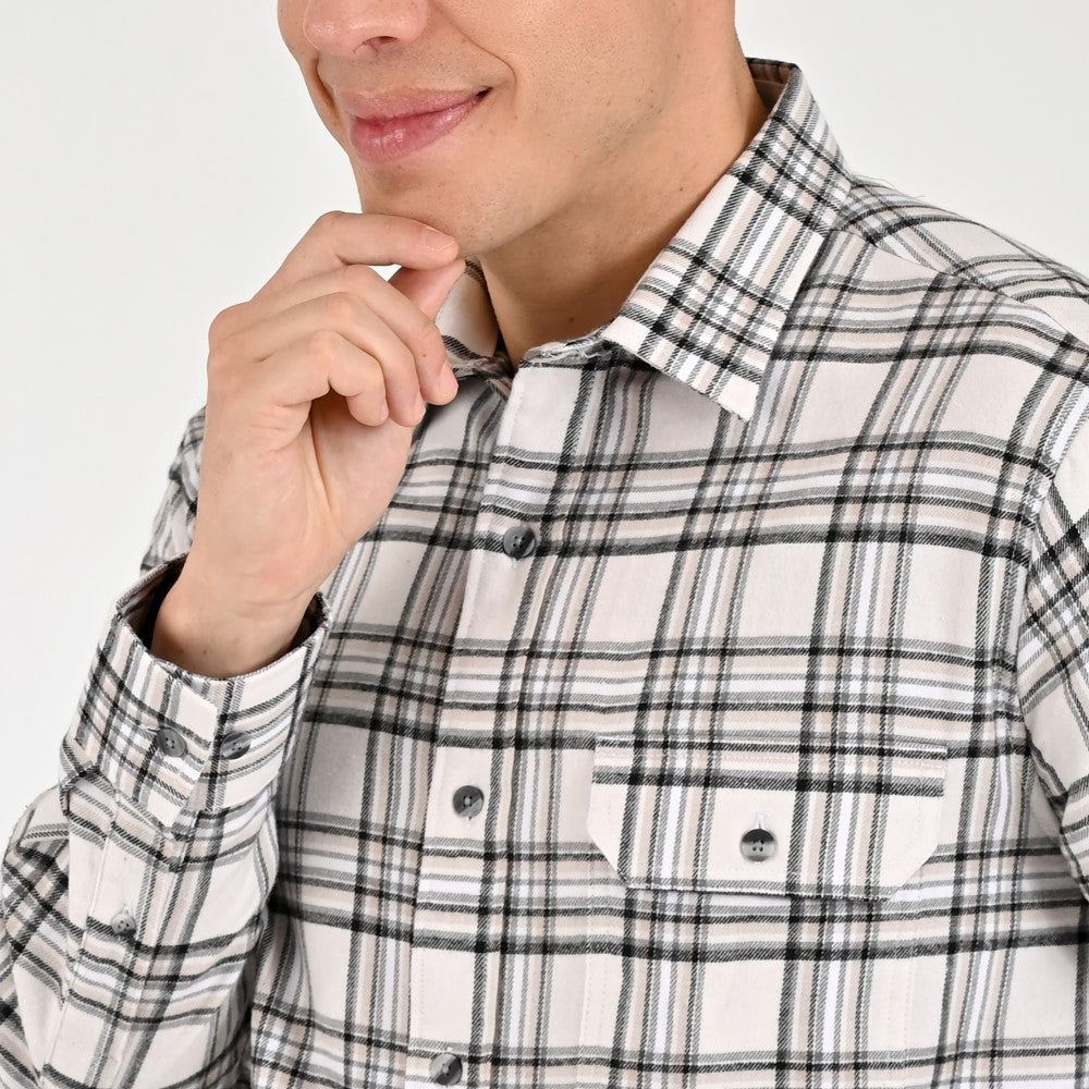 Camisa Yale Para Caballero Manga Larga Regular Fit 8039 Beige