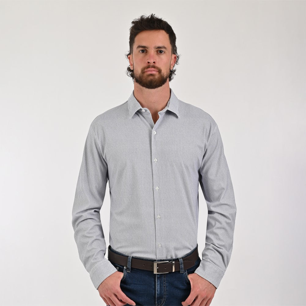 Camisa Yale Para Caballero Manga Larga Regular Fit 7929 Gris Oxford