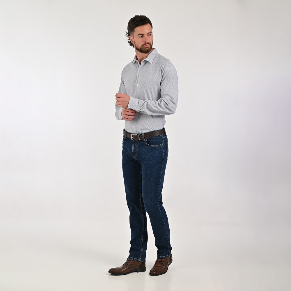 Camisa Yale Para Caballero Manga Larga Regular Fit 7929 Gris Oxford