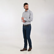 Camisa Yale Para Caballero Manga Larga Regular Fit 7929 Gris Oxford