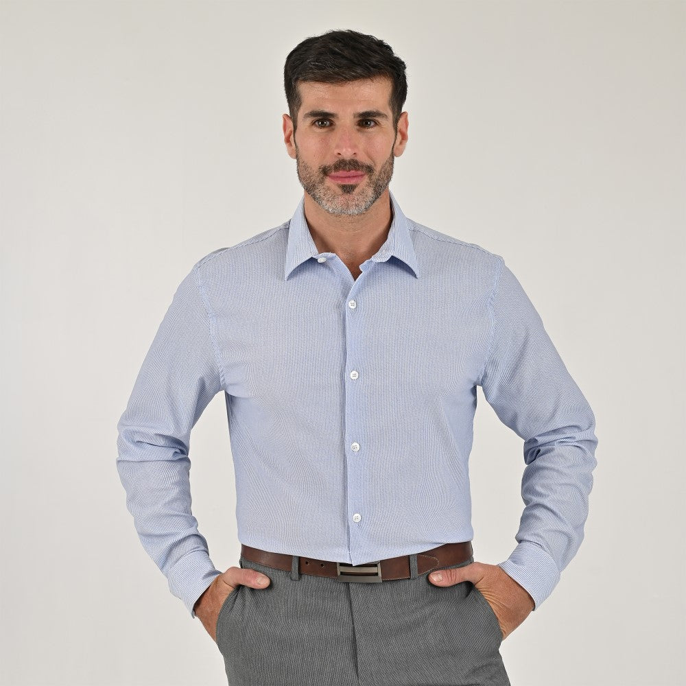 Camisa Yale Para Caballero Manga Larga Regular Fit 7929 Azul