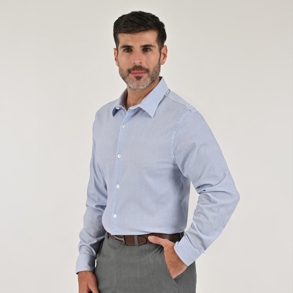 Camisa Yale Para Caballero Manga Larga Regular Fit 7929 Azul