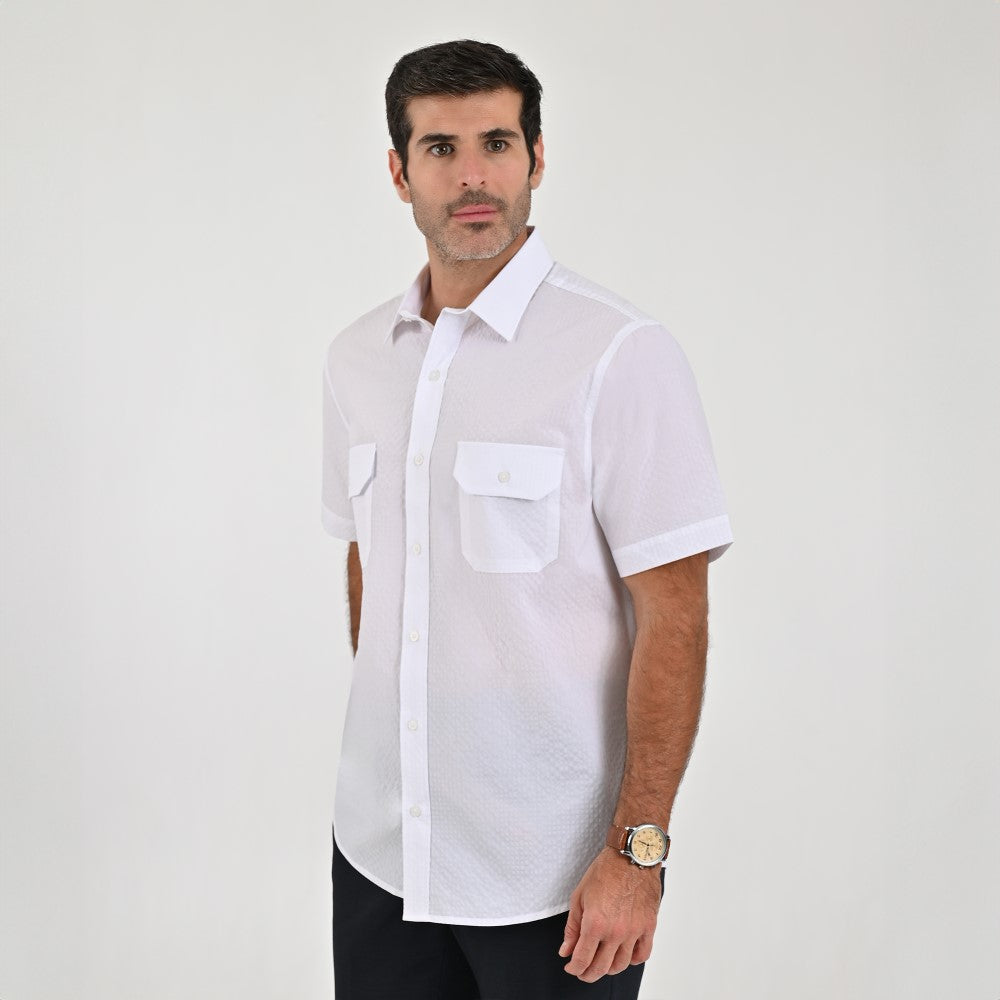 Camisa Yale Para Caballero Manga Larga Regular Fit 8044 Blanco
