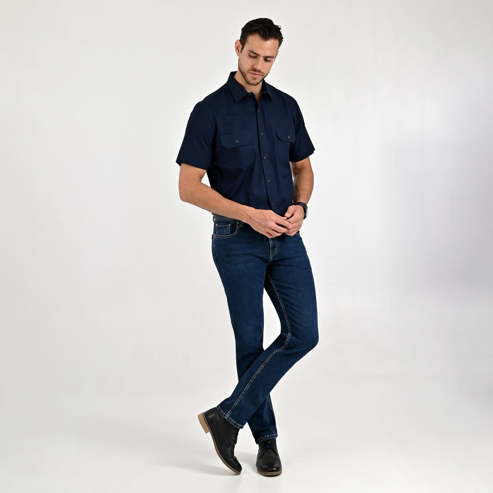 Camisa Yale Para Caballero Manga Larga Regular Fit 8073 Azul Marino