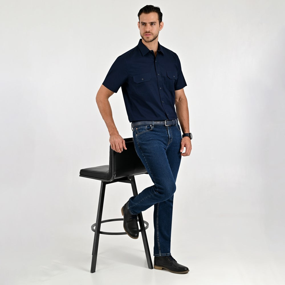 Camisa Yale Para Caballero Manga Larga Regular Fit 8073 Azul Marino