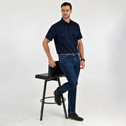 Camisa Yale Para Caballero Manga Larga Regular Fit 8073 Azul Marino