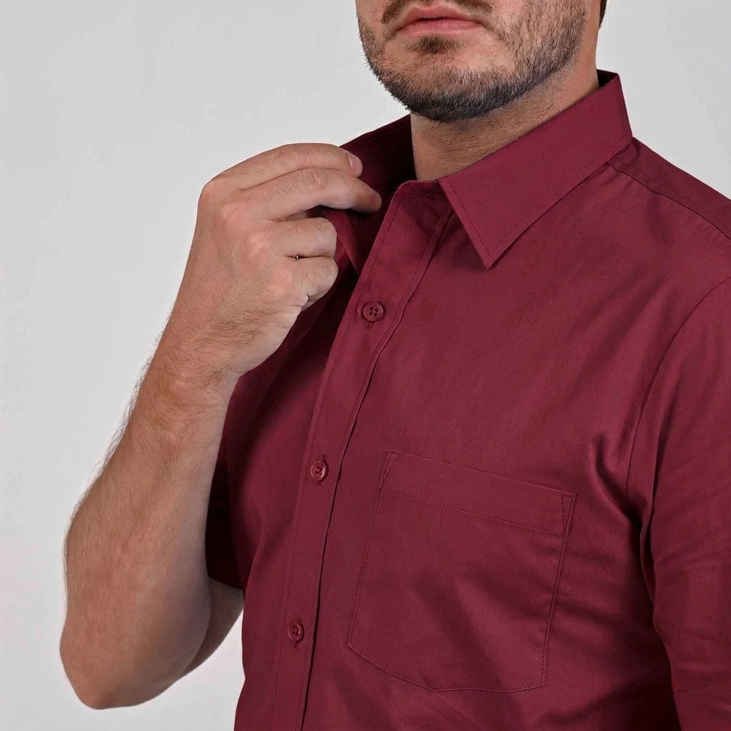 Camisa casual Yale Regular Fit Manga corta 7298 Vino