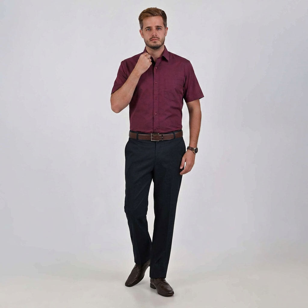 Camisa casual Yale Regular Fit Manga corta 7298 Vino