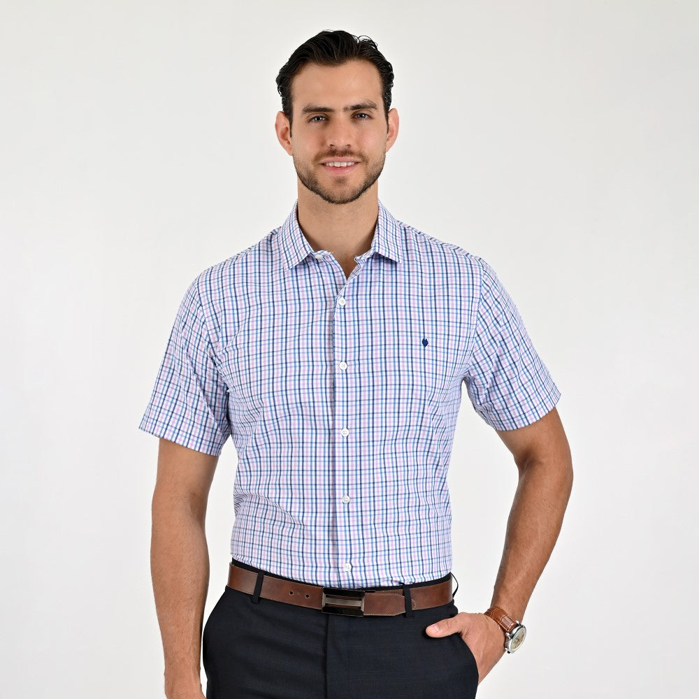 Camisa Yale Para Caballero Manga Corta Regular Fit 2153 Rosa