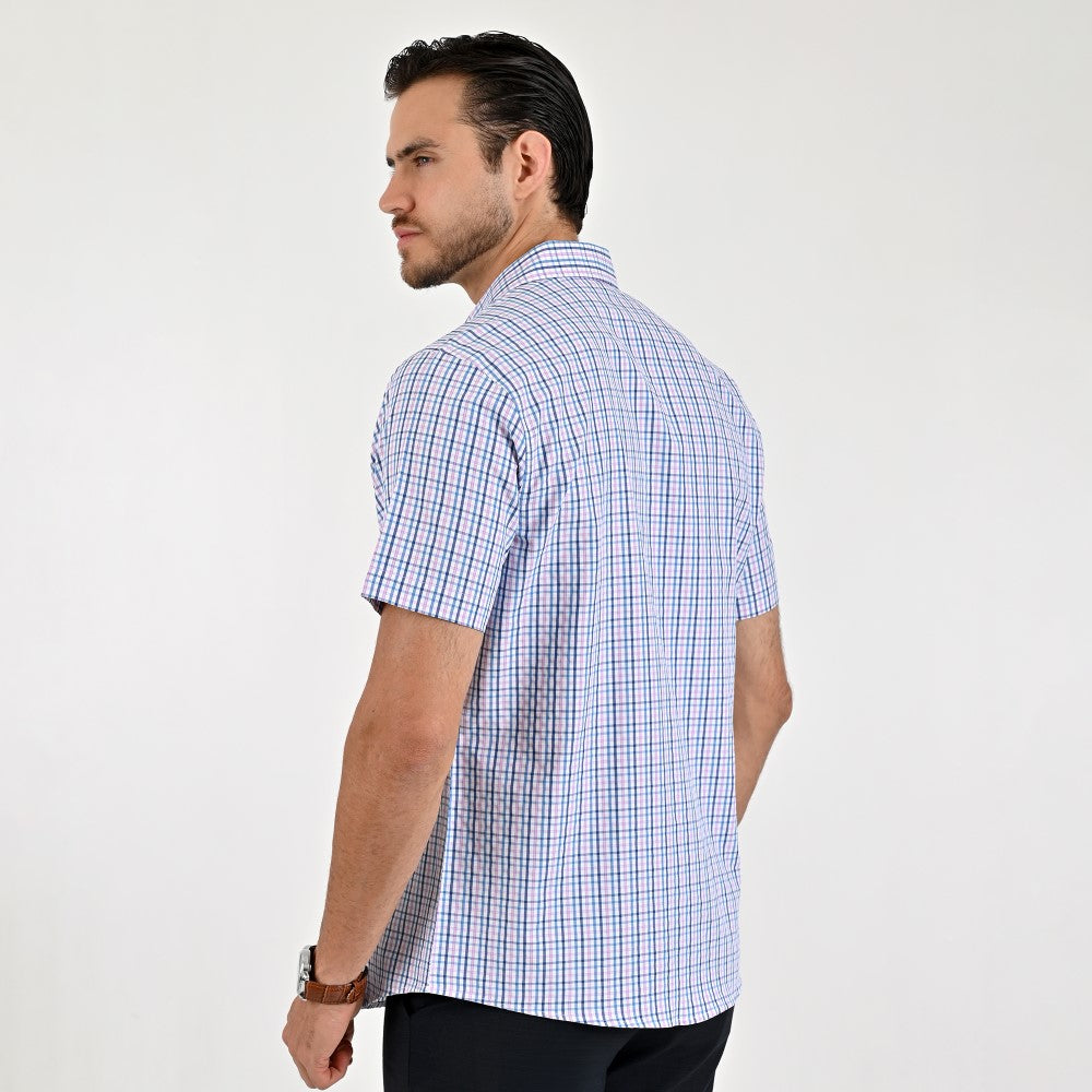 Camisa Yale Para Caballero Manga Corta Regular Fit 2153 Rosa
