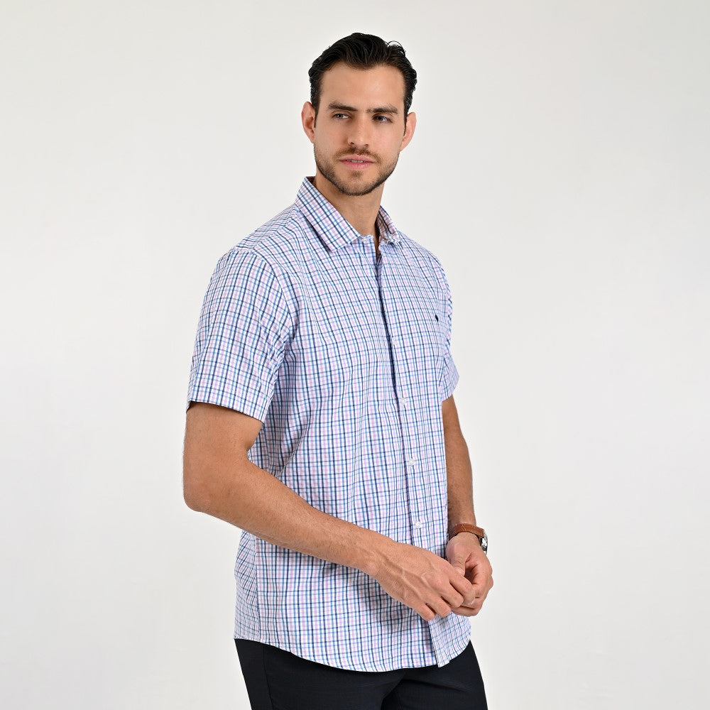 Camisa Yale Para Caballero Manga Corta Regular Fit 2153 Rosa
