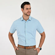Camisa Yale Para Caballero Manga Corta Regular Fit 2212 Azul Plumbago