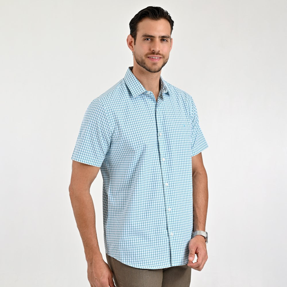 Camisa Yale Para Caballero Manga Corta Regular Fit 2212 Azul Plumbago
