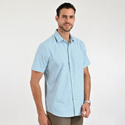 Camisa Yale Para Caballero Manga Corta Regular Fit 2212 Azul Plumbago