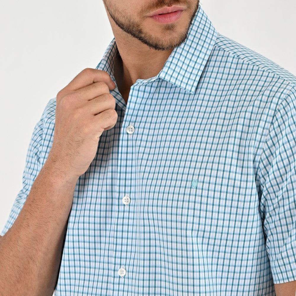 Camisa Yale Para Caballero Manga Corta Regular Fit 2212 Azul Plumbago