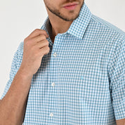 Camisa Yale Para Caballero Manga Corta Regular Fit 2212 Azul Plumbago