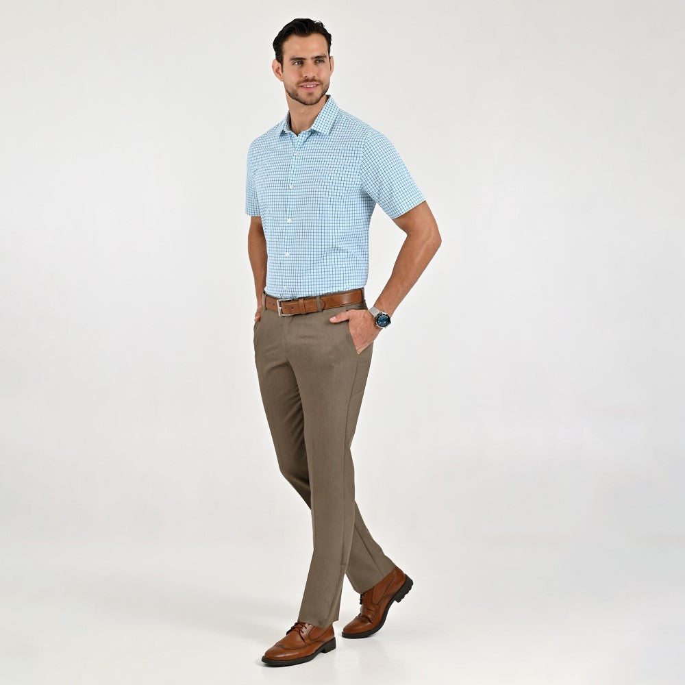 Camisa Yale Para Caballero Manga Corta Regular Fit 2212 Azul Plumbago
