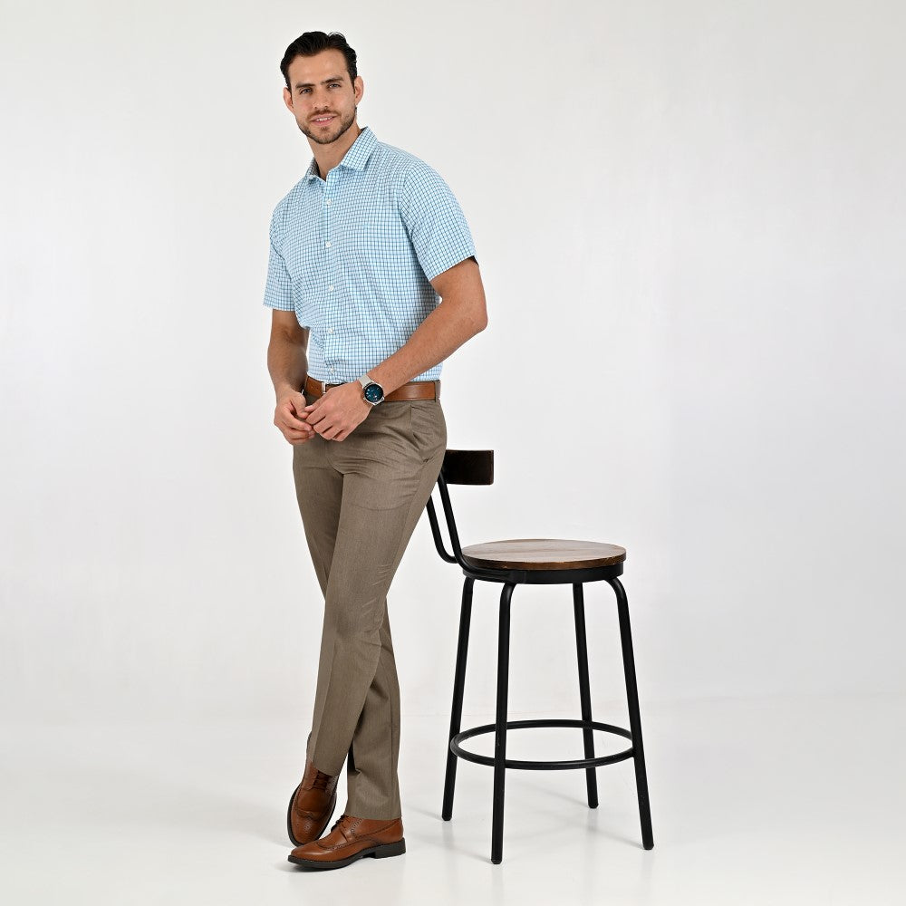 Camisa Yale Para Caballero Manga Corta Regular Fit 2212 Azul Plumbago