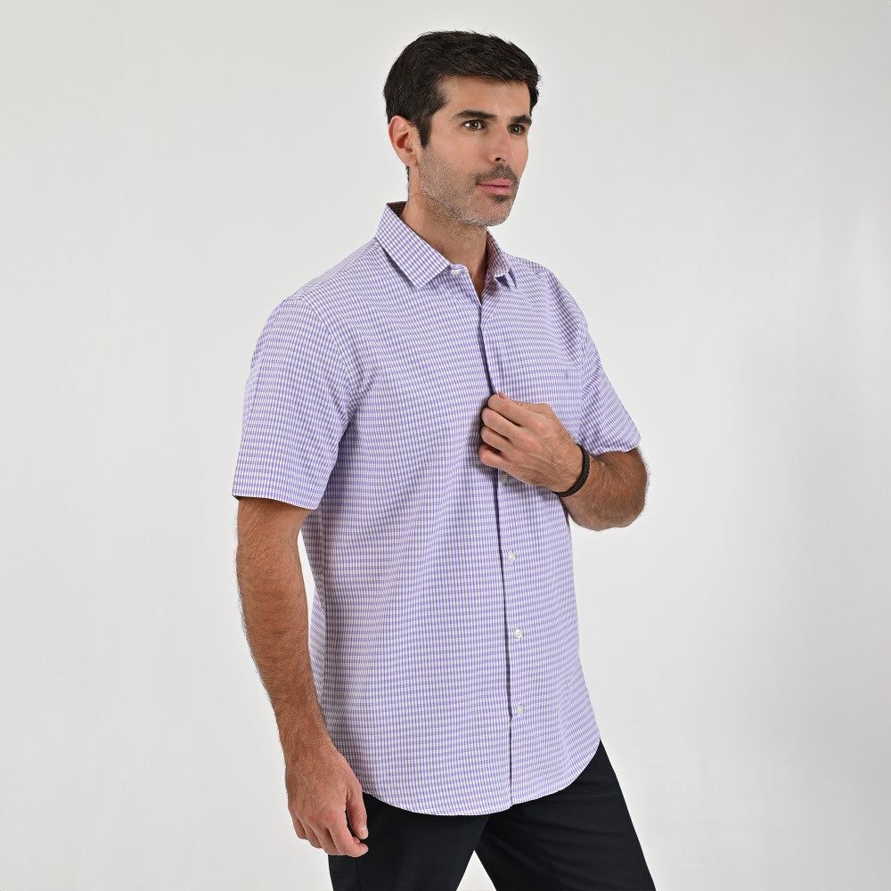 Camisa Yale Para Caballero Manga Corta Regular Fit 2212 Lila