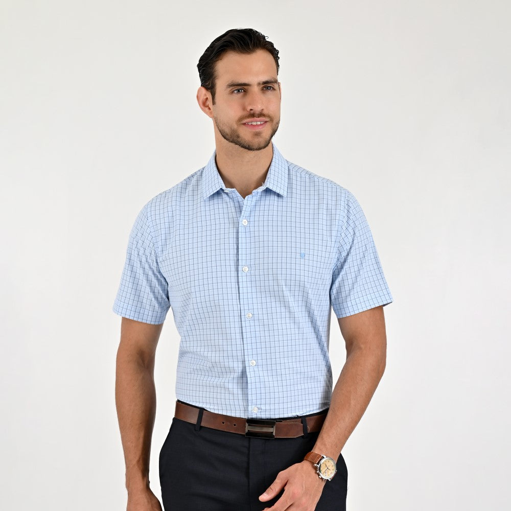 Camisa Yale Para Caballero Manga Corta Regular Fit 2213 Azul