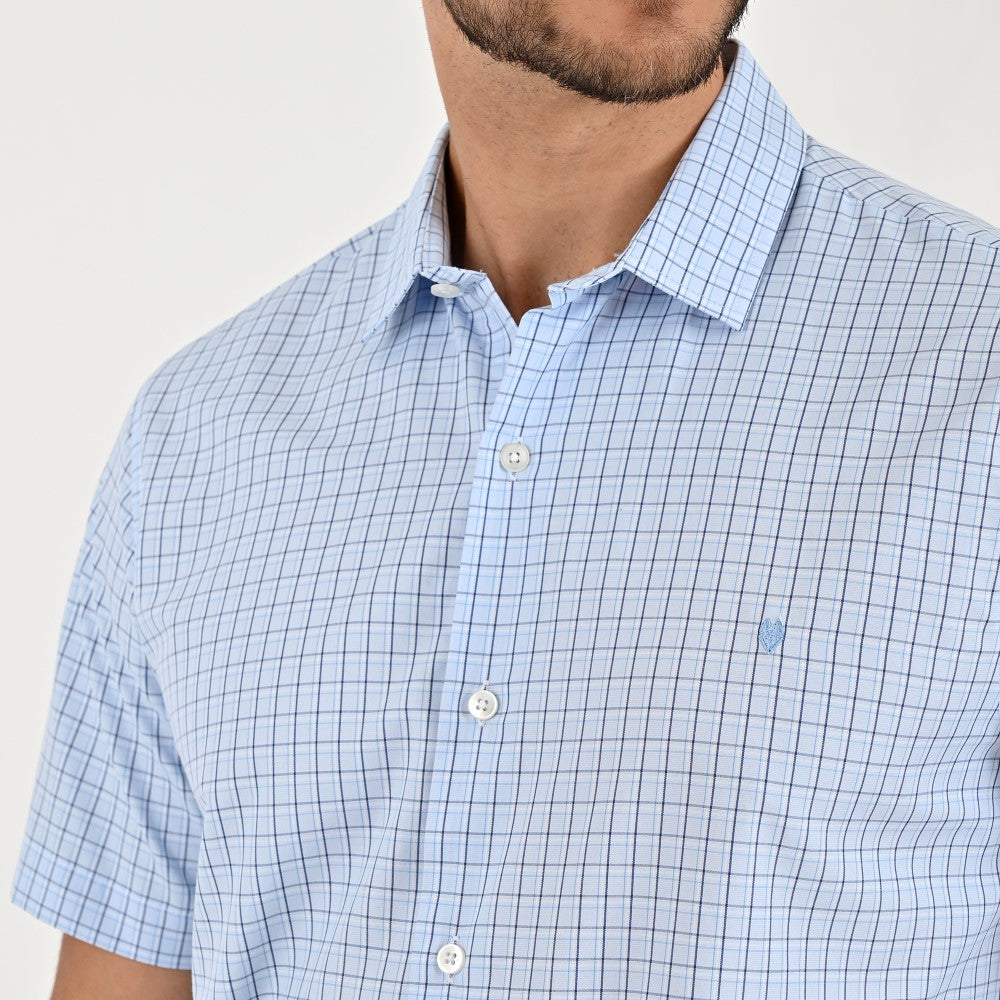 Camisa Yale Para Caballero Manga Corta Regular Fit 2213 Azul