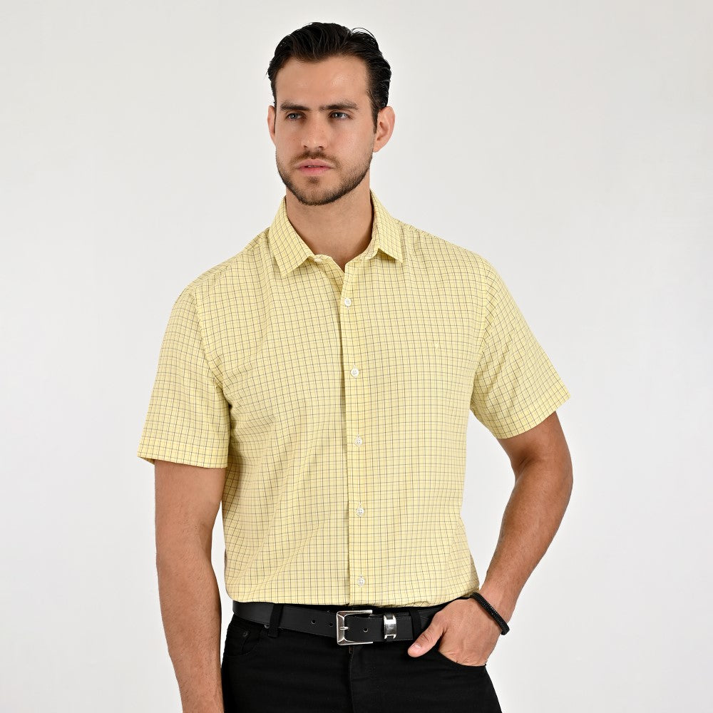 Camisa Yale Para Caballero Manga Corta Regular Fit 2213 Amarillo