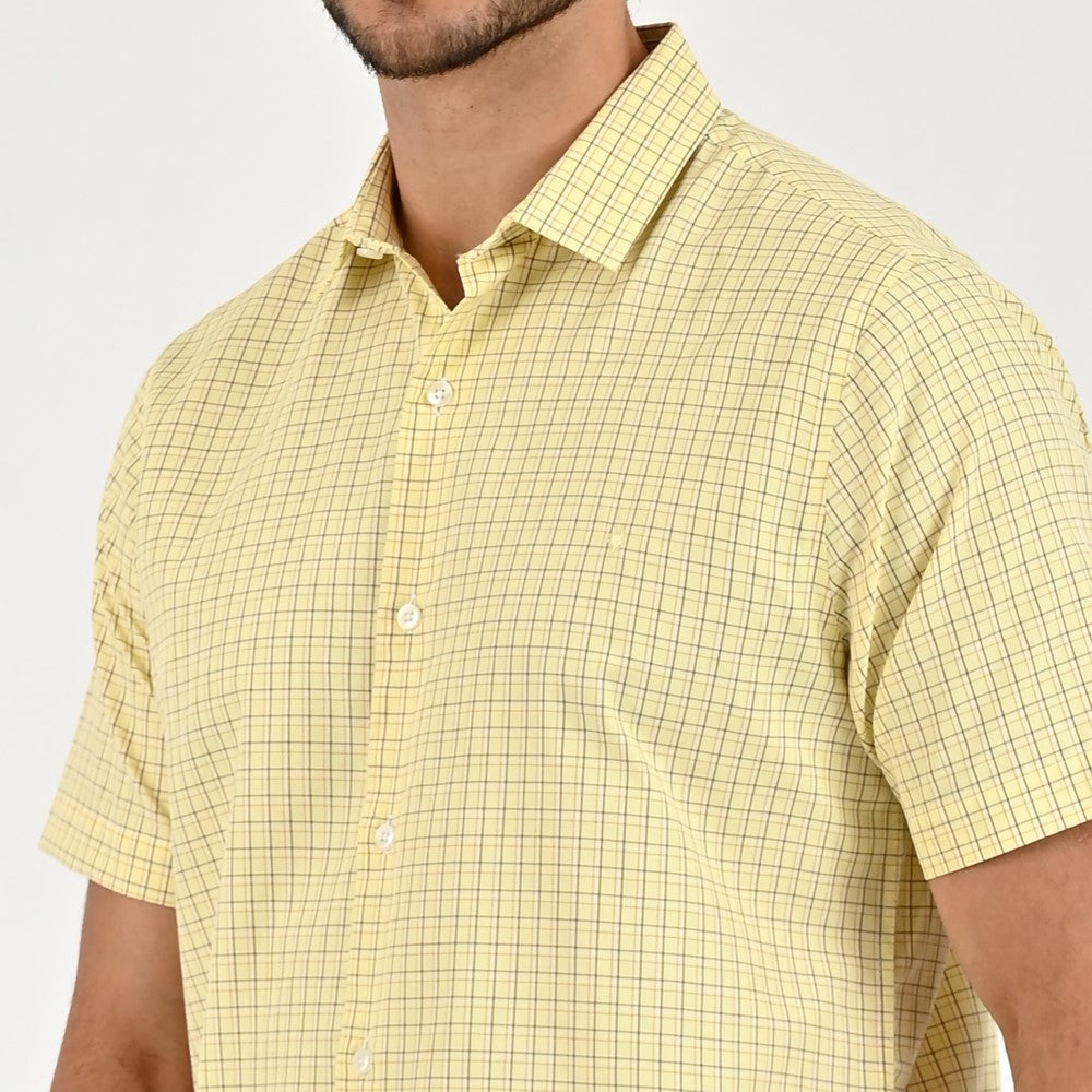 Camisa Yale Para Caballero Manga Corta Regular Fit 2213 Amarillo