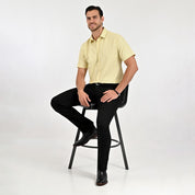 Camisa Yale Para Caballero Manga Corta Regular Fit 2213 Amarillo